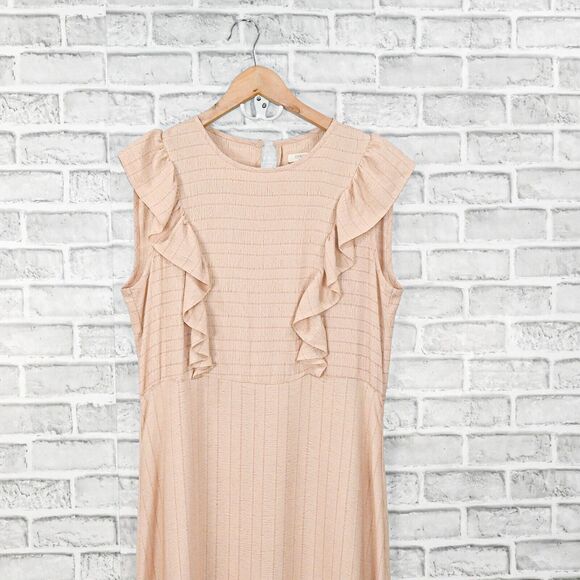 Christy Dawn Women's the Jessa Dress Maxi Ruffle trim in Oat stripe size Medium - Picture 7 of 12